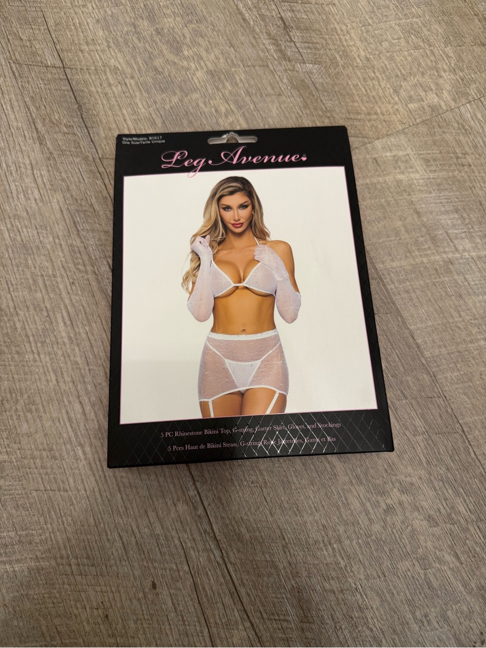 Leg Avenue White Rhinestone Fishnet Lingerie Set - Sparkling Sheer Ensemble